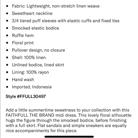 NWT faithful the brand Marita midi dress in Astoria floral print - Picture 2 of 4